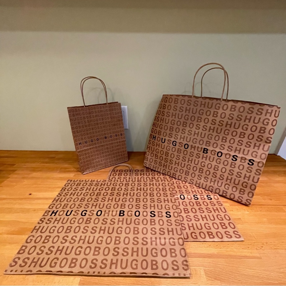 Hugo Boss Tan Logo Shopping Bags